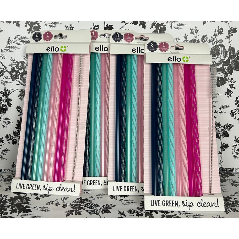 Ello Plastic Reusable Straws 4 - 8pks Multicolor New